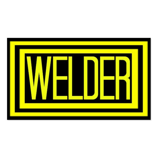 Welder Black and Yellow Matted Frame Business Card (front side)