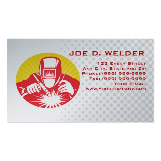 welder welding at work business card