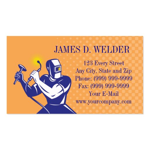 welder welding at work business card (front side)