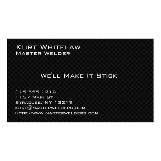 Welder Welding Grunge Professional Business Cards (back side)