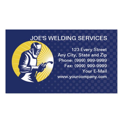 welder welding  worker business card (front side)