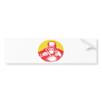 welder welding  worker retro bumper sticker