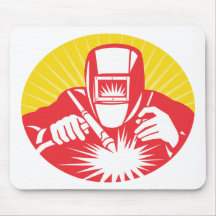 welder welding  worker retro mouse pad