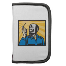 Welder With Welding Torch Visor Retro