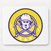 Welder Worker Head Welding Torch Crossed Mousepads