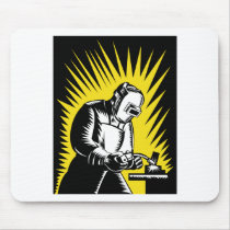 welder worker welding mouse pads