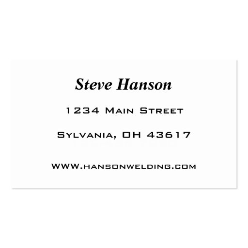 Welding business card (back side)