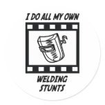 Welding Stunts Round Stickers