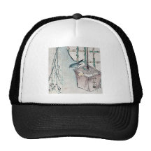 Well bucket and bush warbler Ukiyoe Hat