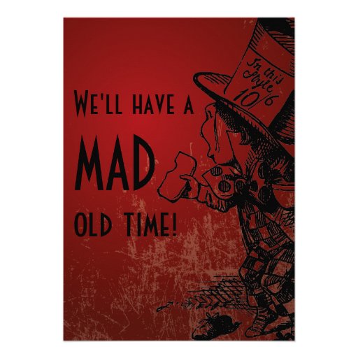 We'll Have A Mad Old Time! (Mad Hatter - red) Invitations