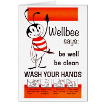 Wellbee CDC WASH YOUR HANDS Advertisement Poster Greeting Cards