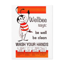 Wellbee CDC WASH YOUR HANDS Advertisement Poster Postcards