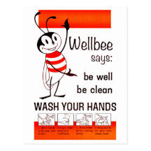 Wellbee CDC WASH YOUR HANDS Advertisement Poster Postcards