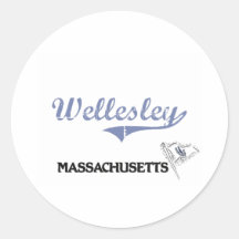 Wellesley Massachusetts City Classic Round Stickers