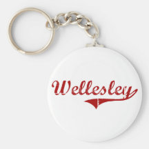 Wellesley Massachusetts Classic Design Keychains