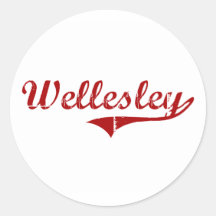 Wellesley Massachusetts Classic Design Round Stickers