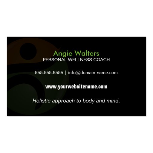Wellness and Nutrition Coach Business Card (back side)