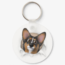 Welsh Corgi 2 Busting Out keychains