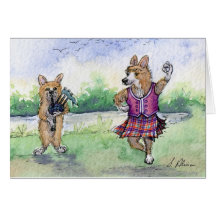 Welsh Corgi dog Scottish dancing Cards