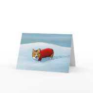 Welsh Corgi dog Winter sweater fun cute art card