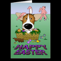 Welsh Corgi Happy Easter Card cards