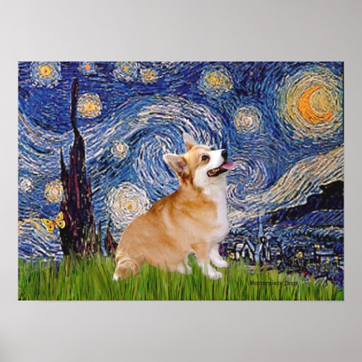 Welsh Corgi Pembroke -  Starry Night Print