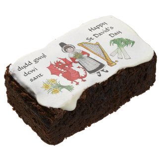 Welsh Costume and Emblems St David's Day Brownies Rectangular Brownie