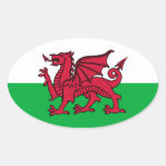 Welsh Dragon Oval Stickers