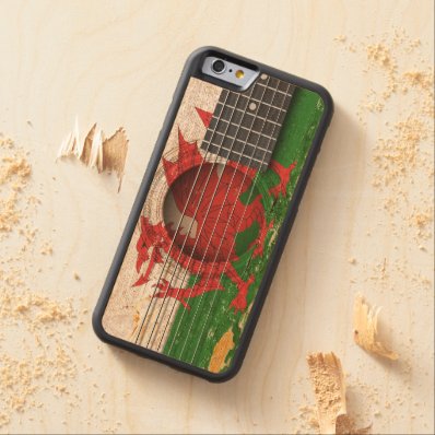 Welsh Flag on Old Acoustic Guitar Carved® Maple iPhone 6 Bumper
