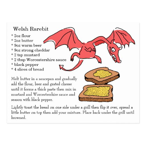 Welsh Rarebit Recipe Card Zazzle 