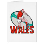 Welsh  Rugby player running ball Wales Greeting Card