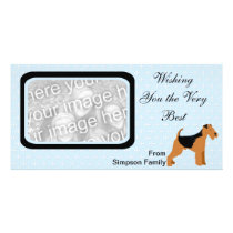 Welsh Terrier - Blue w/hite Diamond Design Photo Card