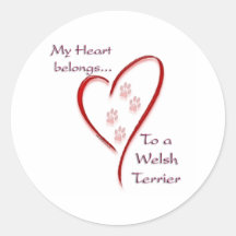 Welsh Terrier Heart Belongs Round Sticker