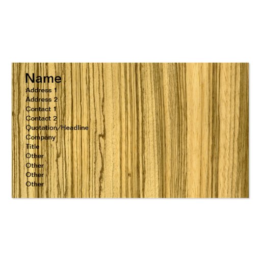 Wenge and Zebrano Veneer Wolf Business Card Template (front side)