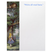 "We're all mad here." Cheshire Cat Stationary Personalized Letterhead