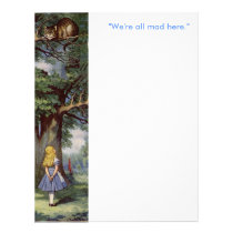 "We're all mad here." Cheshire Cat Stationary letterhead