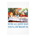 WE'RE ALL  QUITE MAD STATIONERY DESIGN