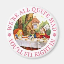 WE'RE ALL QUITE MAD, YOU'LL FIT RIGHT IN! FRIDGE MAGNET