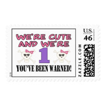 We're cute and we're ONE! You've Been WARNED! postage