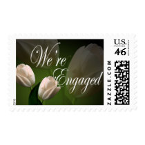 We're Engaged Peach Tulip Engagement Announcement Postage Stamp