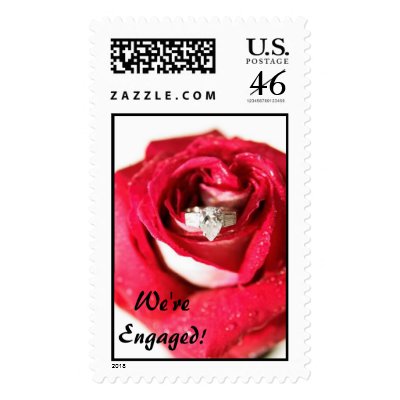 We're Engaged! Rose with Ring Postage Stamp
