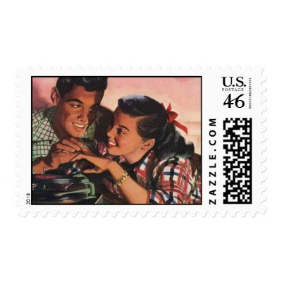 Vintage stamp for wedding invitations RSVP cards engagement cards and 