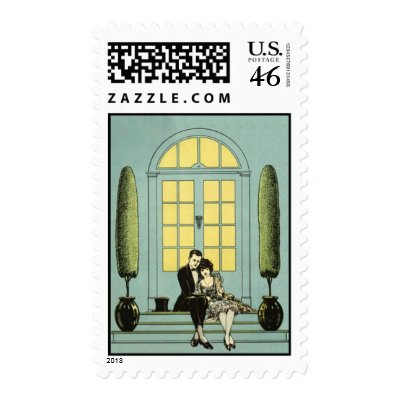 We're Engaged Vintage Wedding Stamp