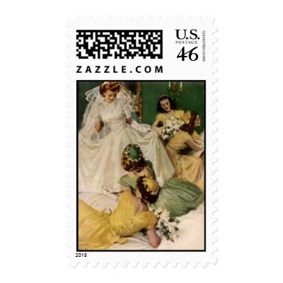We&#39;re Engaged Vintage Wedding Stamps