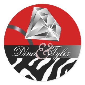 We're Engaged! Zebra Save the Date Diamond Ring sticker