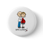 We're Expecting! Pregnant Stick Figure Button