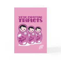 We're Expecting TRIPLETS 3 babushka dolls Greeting Card