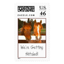 We're Getting Hitched! - wedding postage stamps