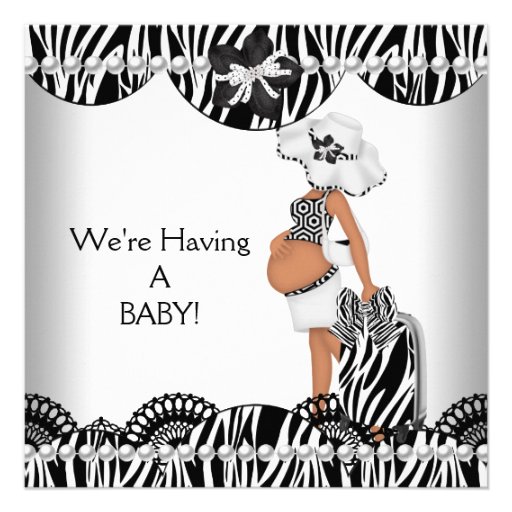 We're Having A BABY! Black White Zebra Expecting Invites