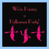 "We're Having a Halloween Party!"  Pink Ghosts [a] invitations